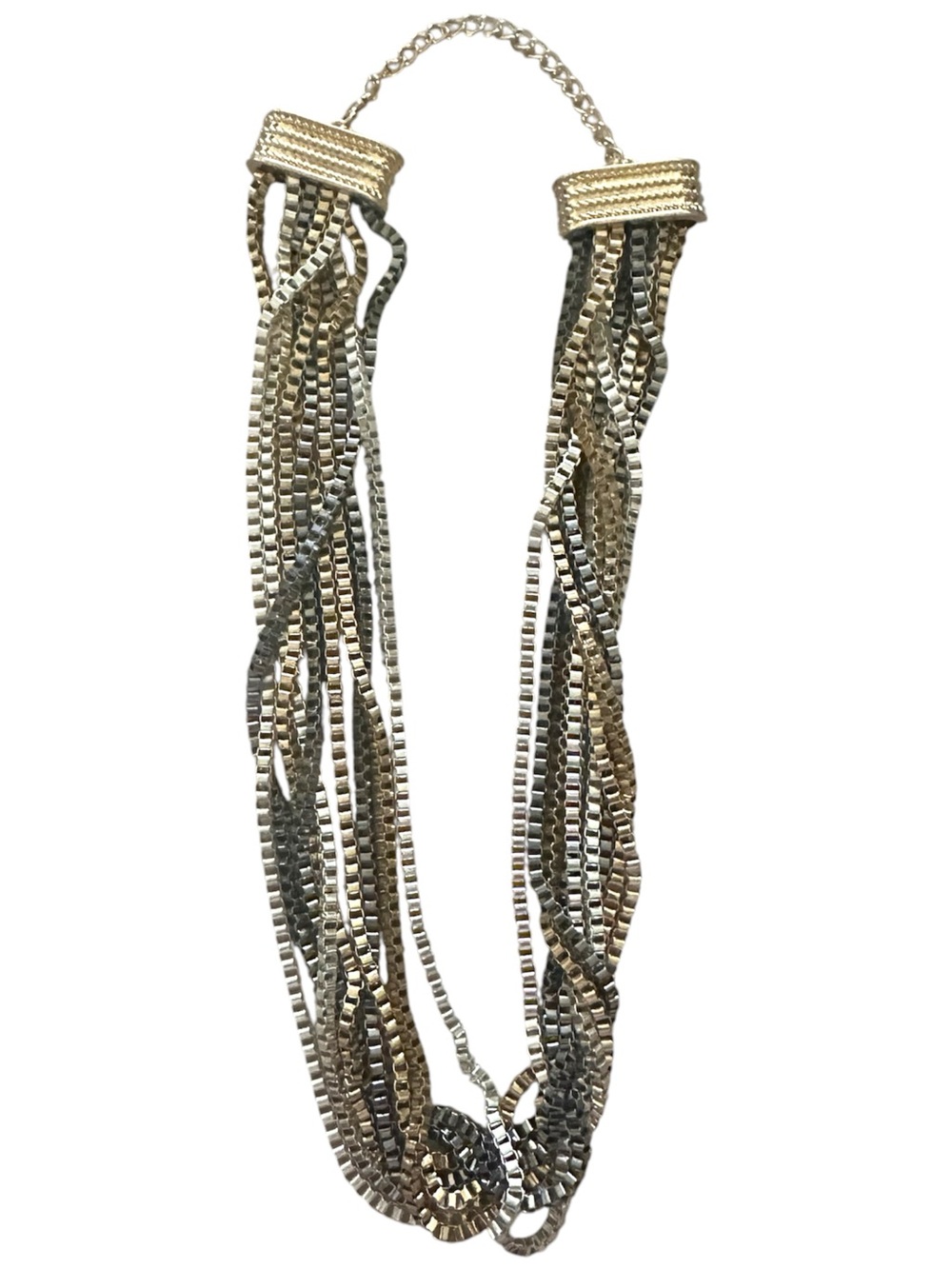 Gold Silver and Gunmetal Chain Necklace